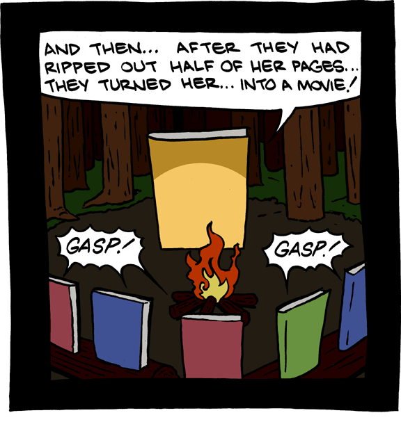 books telling scary stories around a campfire