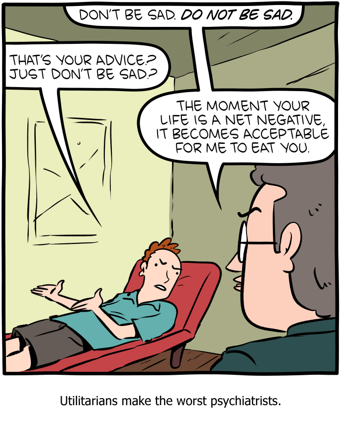 Deontologists of course WANT to eat you, but aren't allowed.
